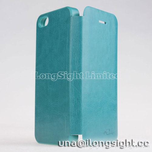 AYL pure color smoothly flip leather case for iphone 5/5S-green